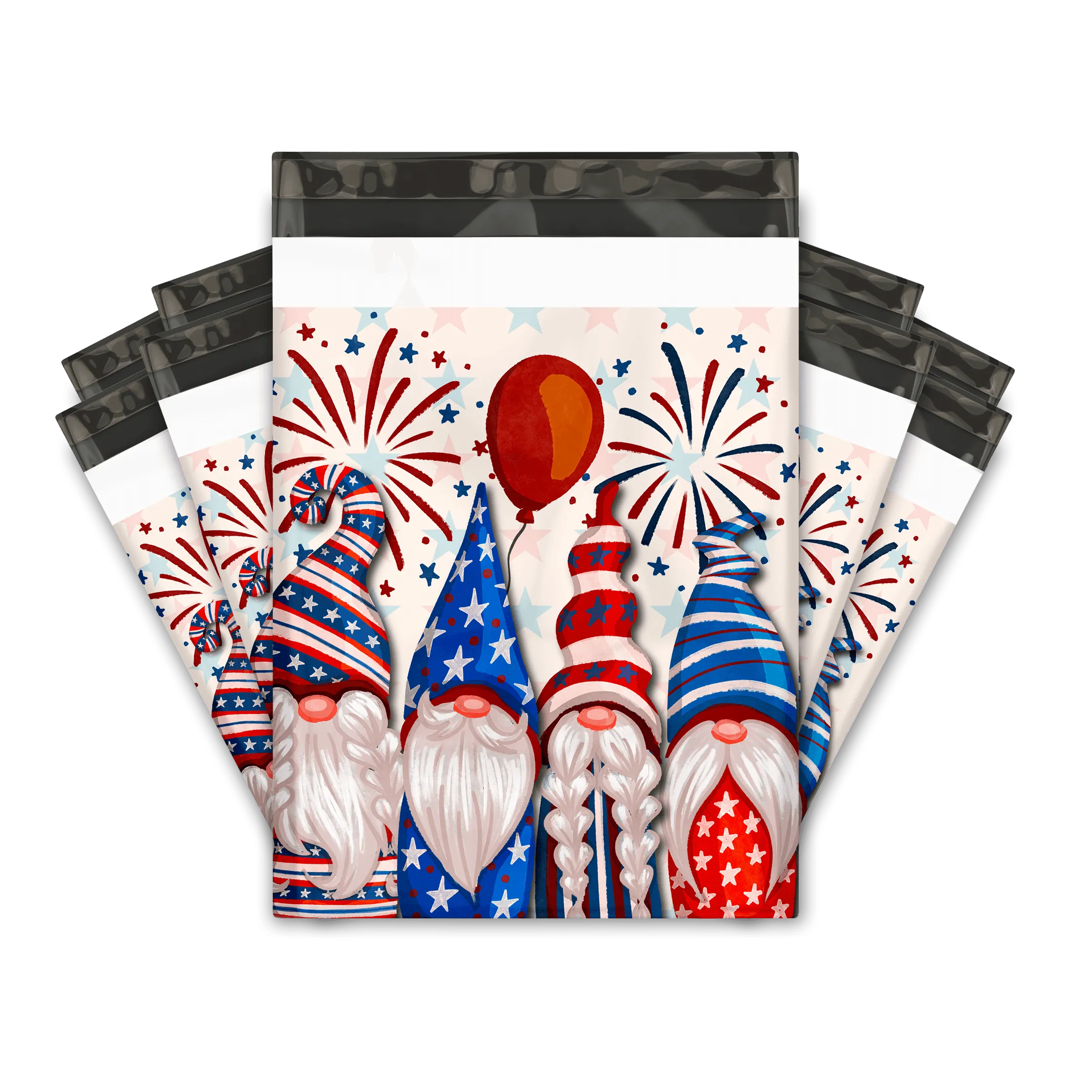 10x13 Patriotic Gnomes Designer Poly Mailers Shipping Envelopes Premium Printed Bags