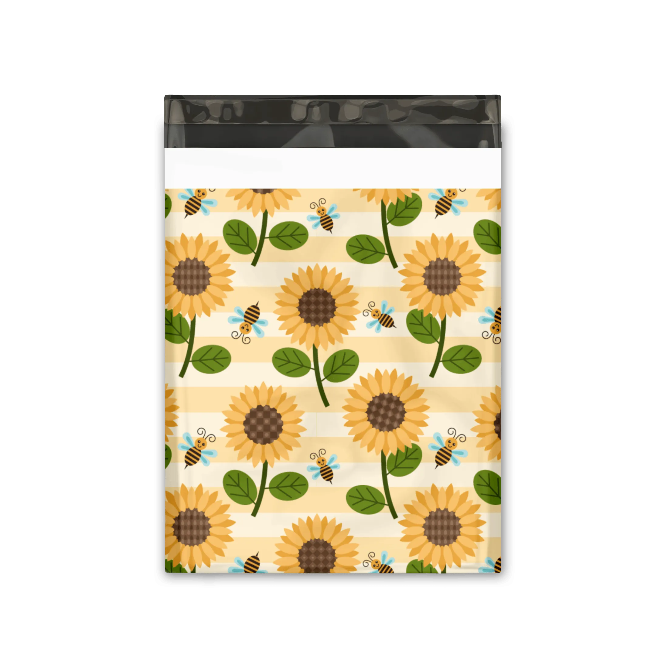 10x13 Sunflowers and Bumble Bees Designer Poly Mailers Shipping Envelopes Premium Printed Bags