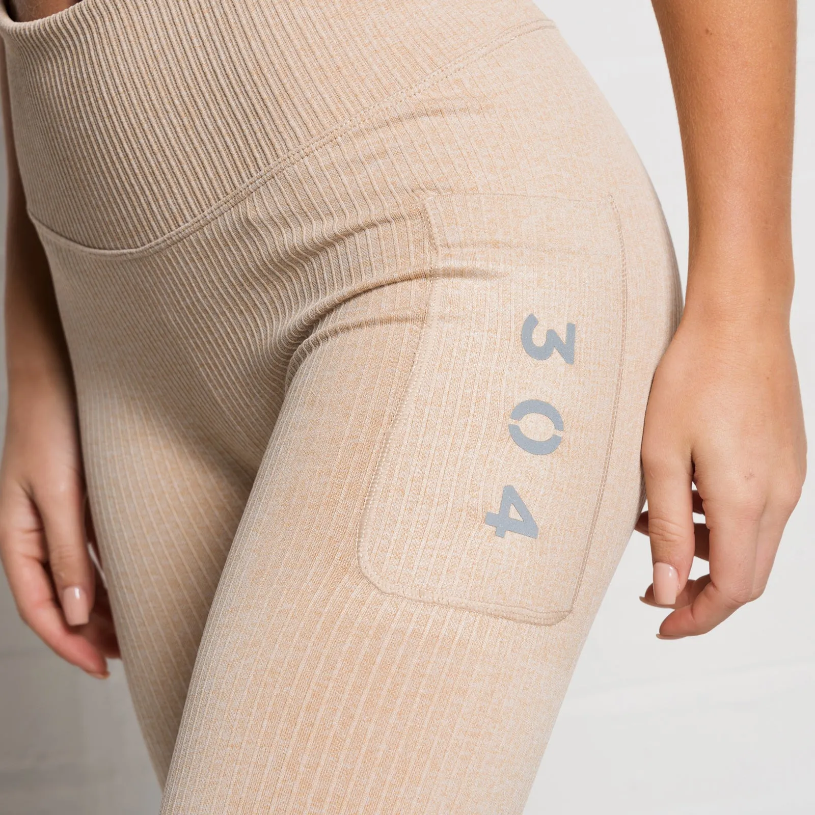 304 Womens Ribbed Seamless 3D Fit Leggings Nude
