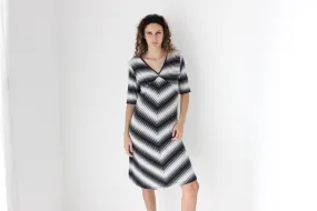 90s Chevron Knit Easy Wearing Midi Dress