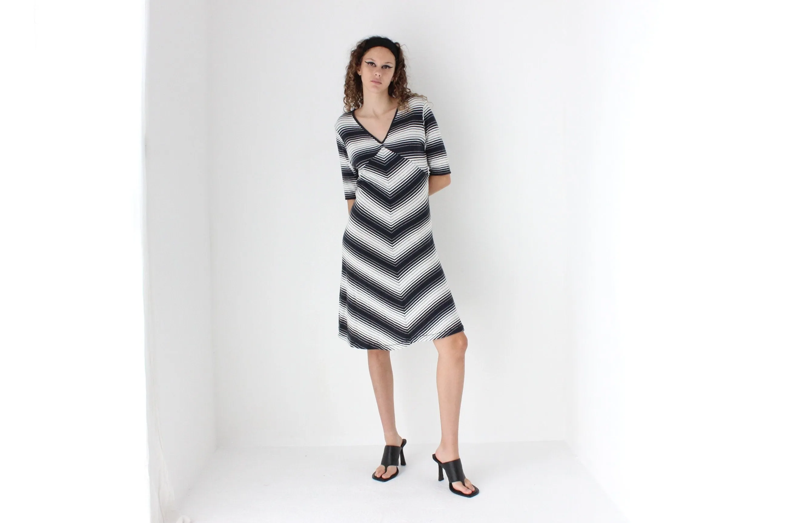 90s Chevron Knit Easy Wearing Midi Dress