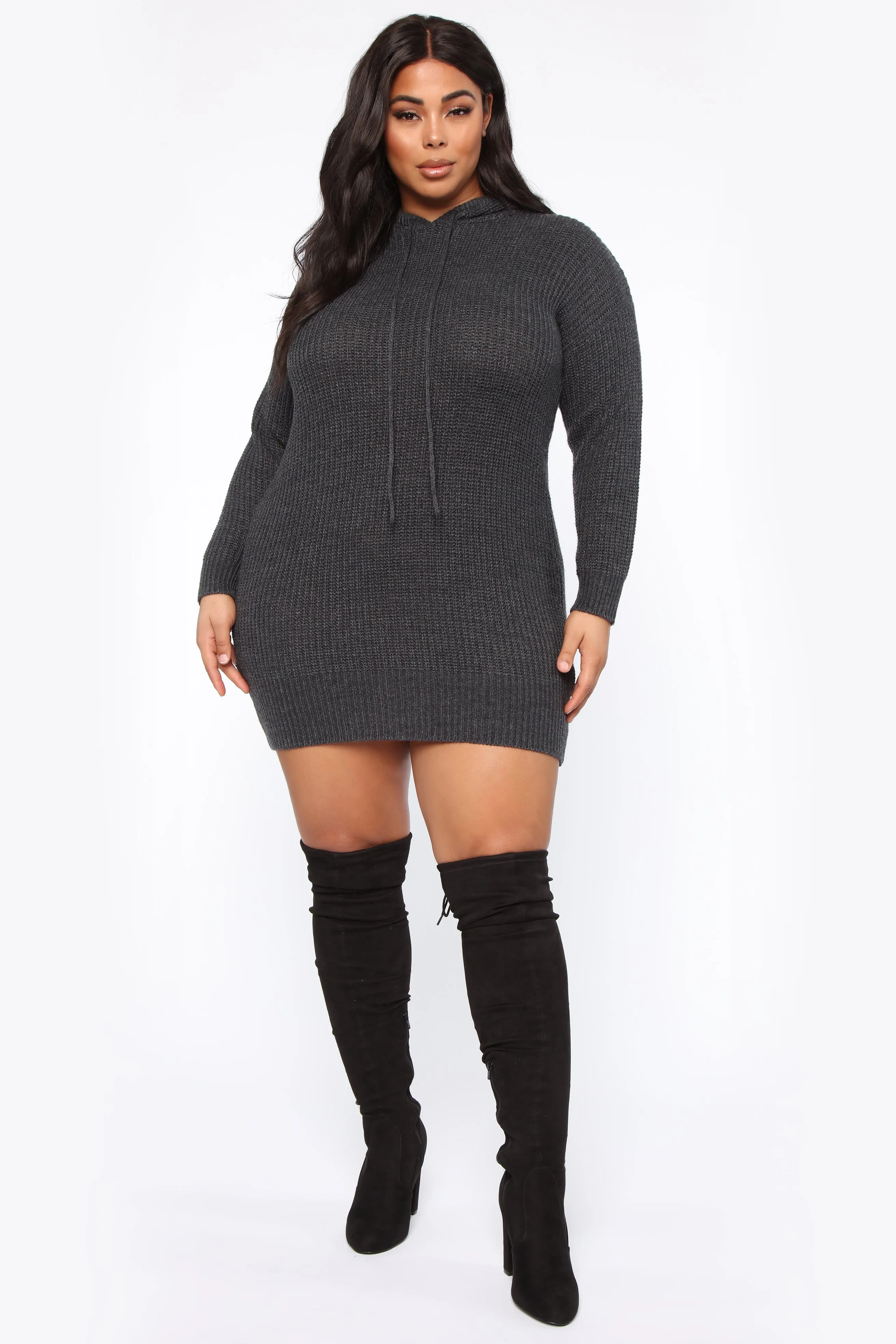 All In Sweater Dress - Charcoal