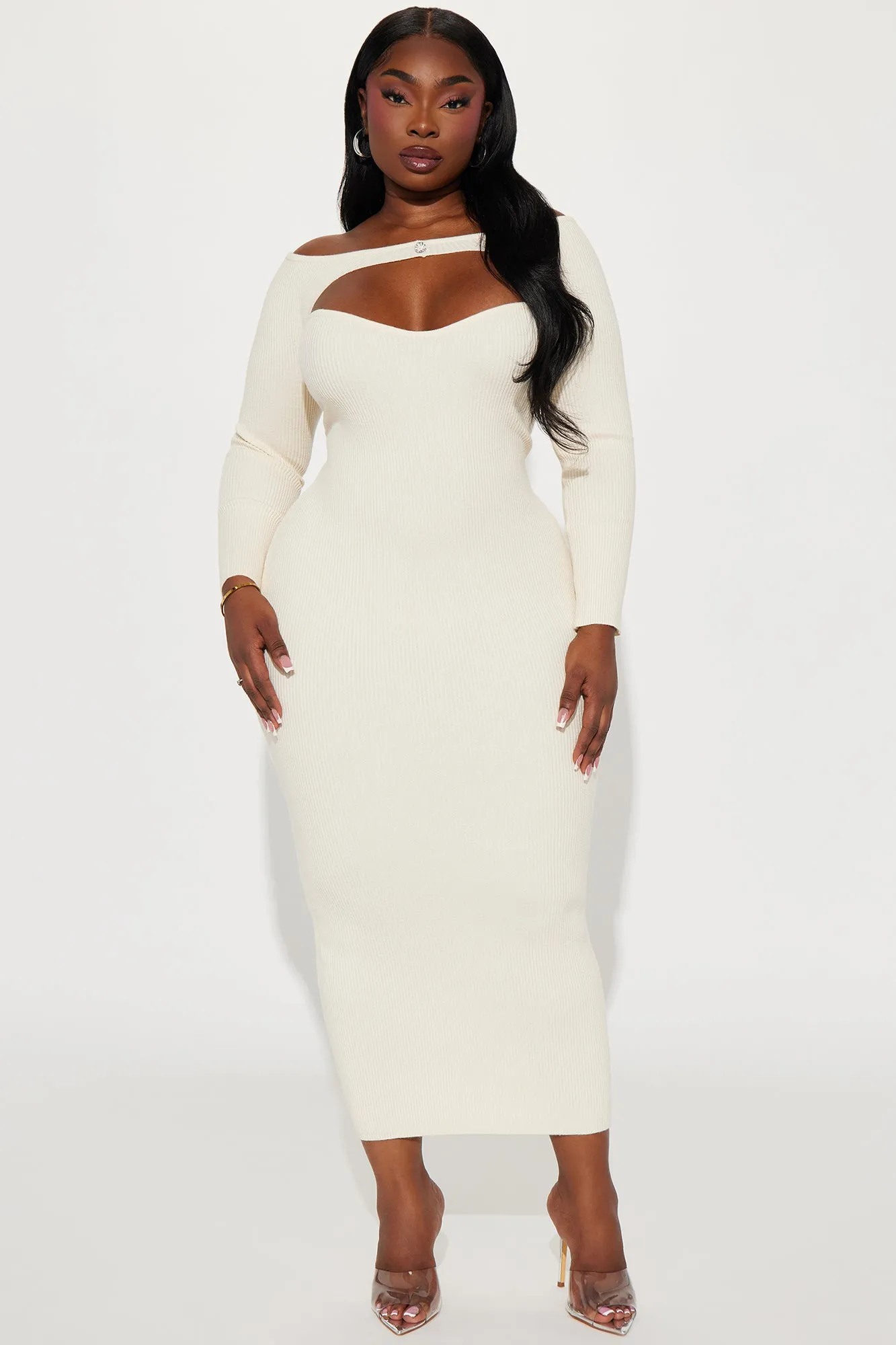 Aspen Sweater Midi Dress - Cream