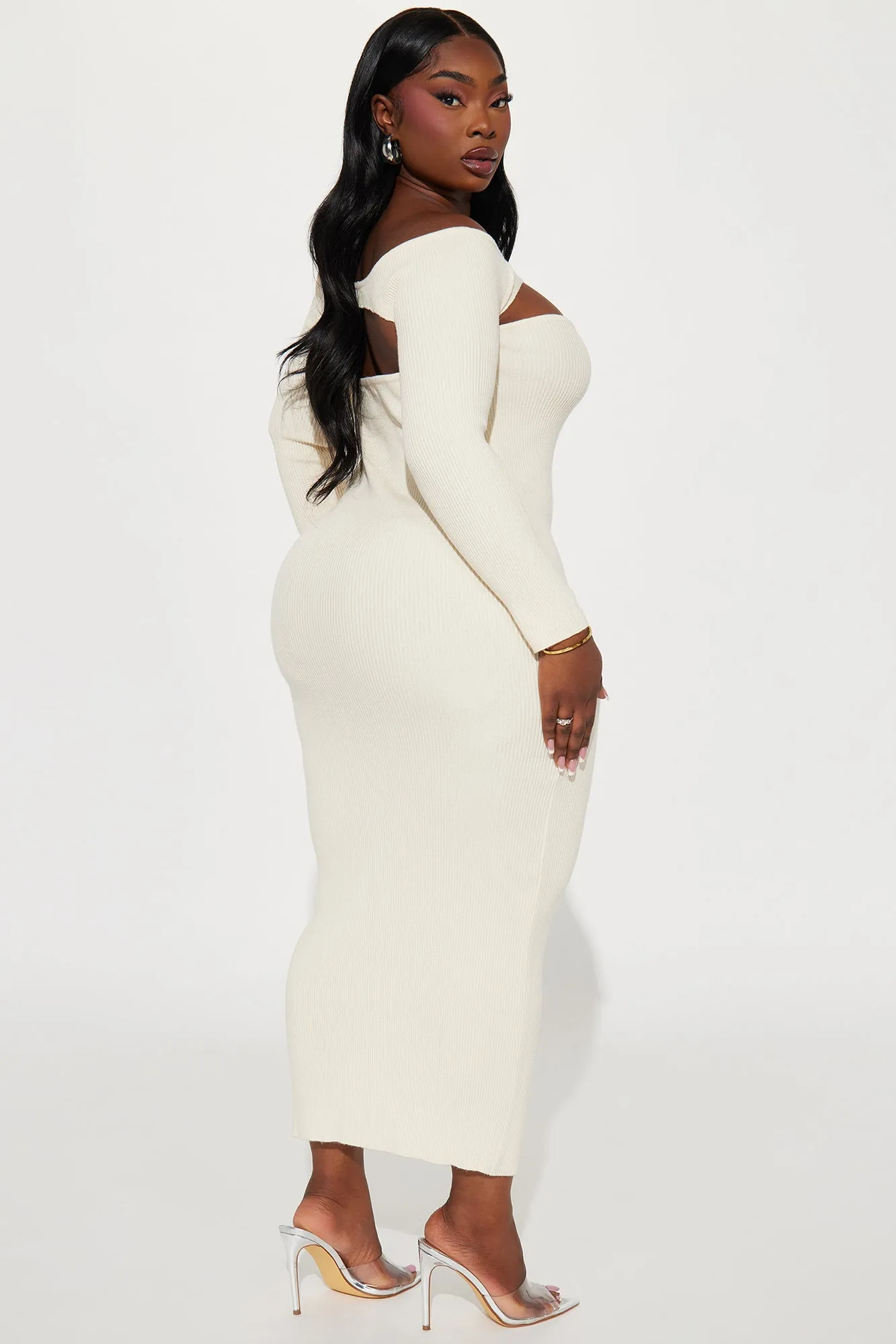 Aspen Sweater Midi Dress - Cream