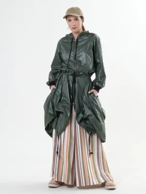 Asymmetric Hooded Raincoat In Green