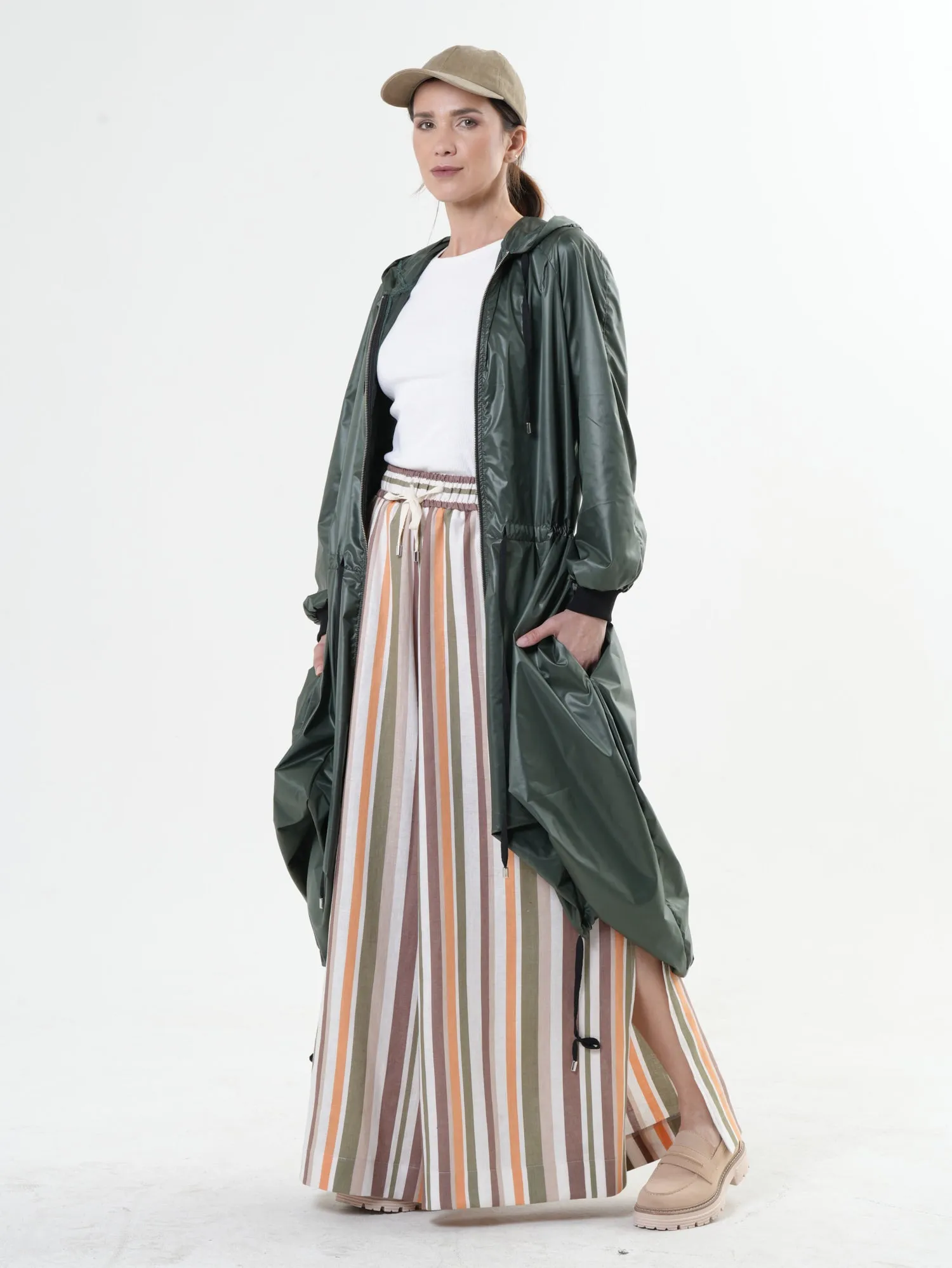 Asymmetric Hooded Raincoat In Green