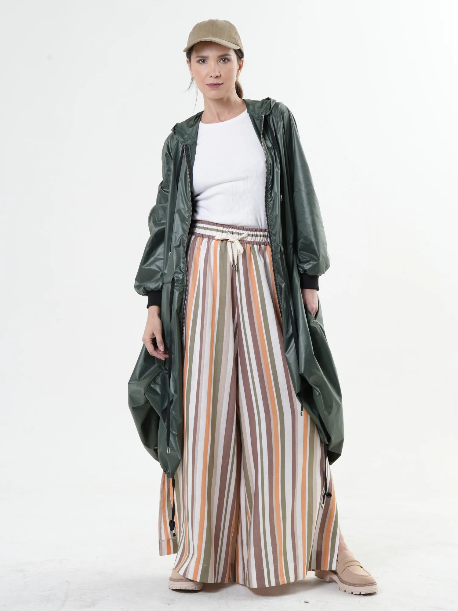Asymmetric Hooded Raincoat In Green