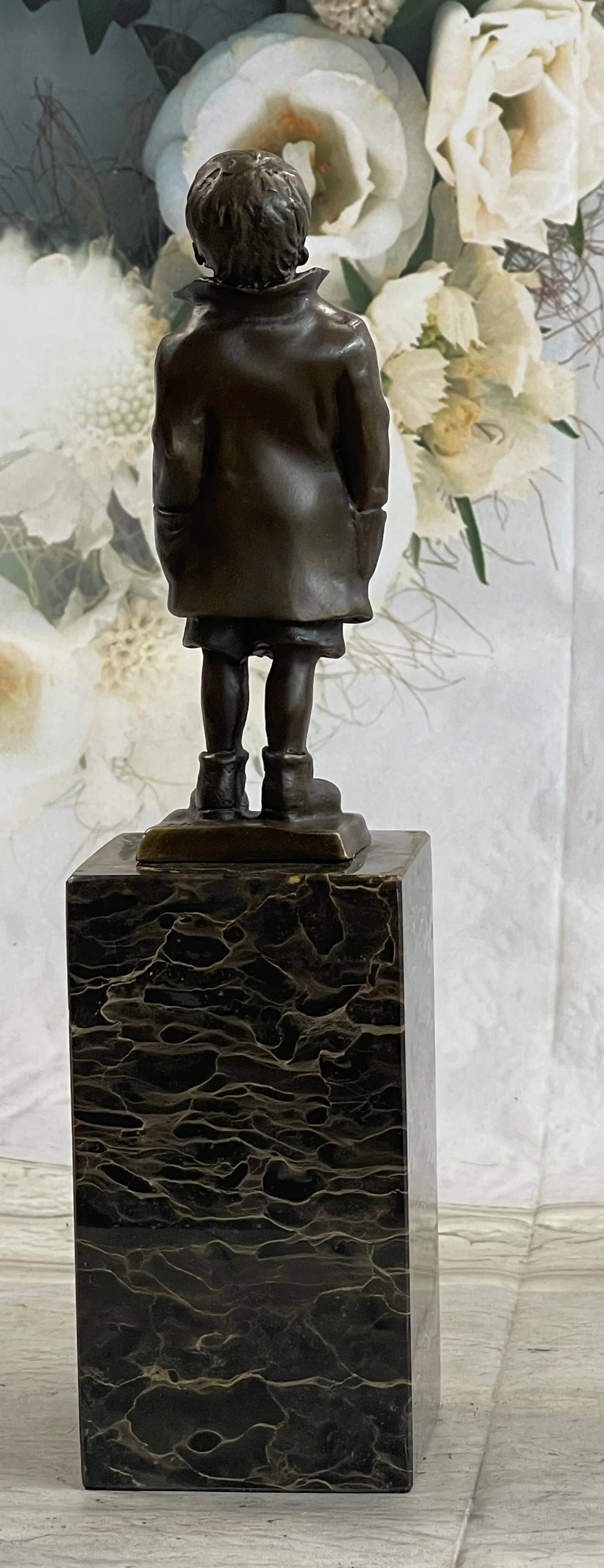 Boy in Rain Genuine Bronze Sculpture Bookend Book End Figurine Hot Cast Figure