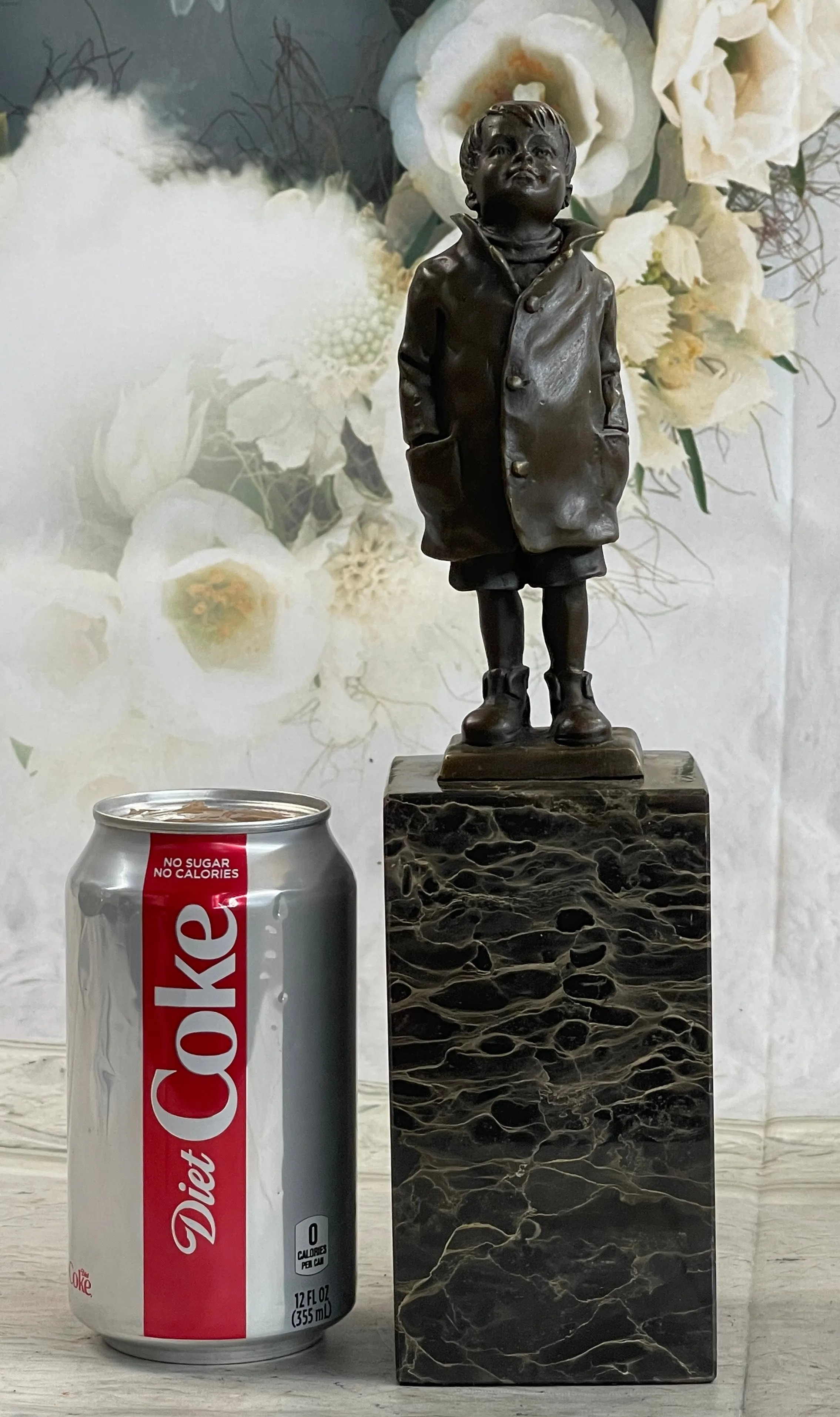 Boy in Rain Genuine Bronze Sculpture Bookend Book End Figurine Hot Cast Figure