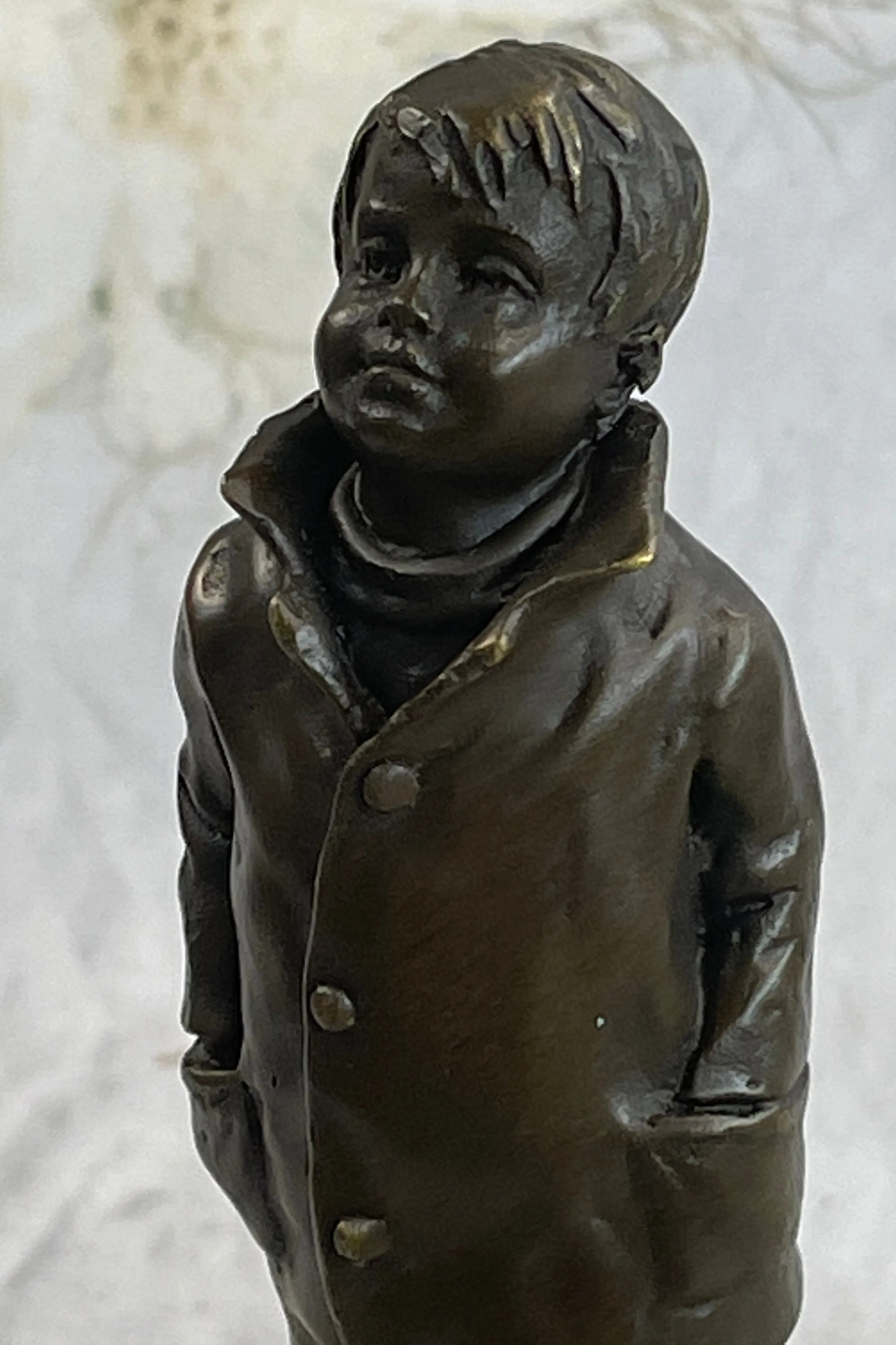 Boy in Rain Genuine Bronze Sculpture Bookend Book End Figurine Hot Cast Figure