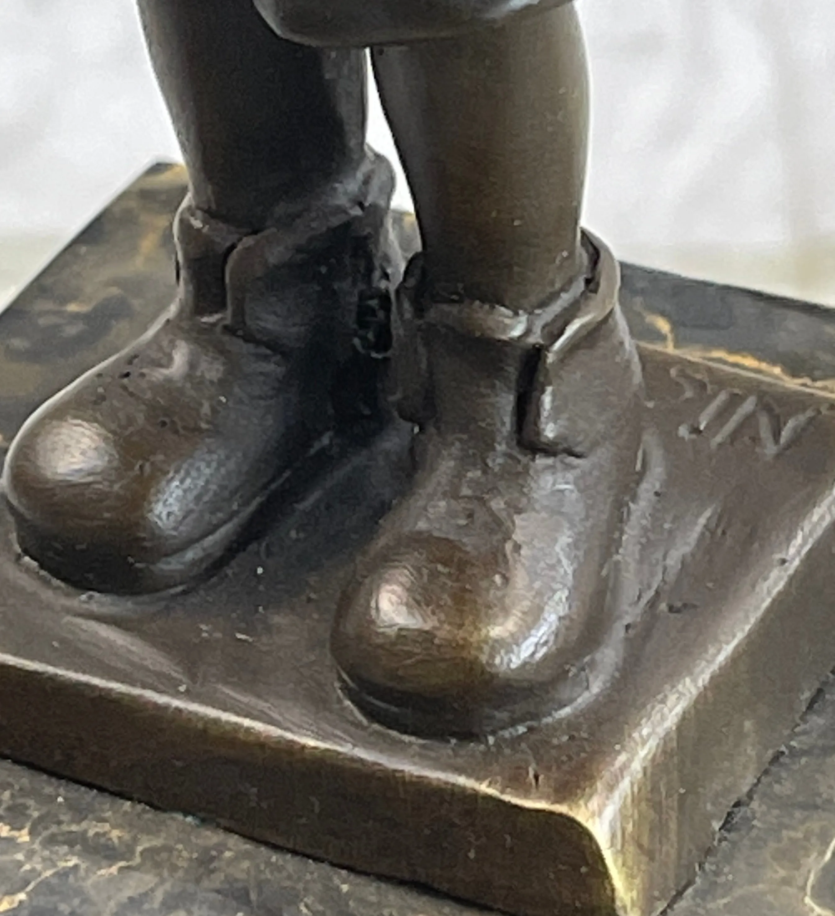 Boy in Rain Genuine Bronze Sculpture Bookend Book End Figurine Hot Cast Figure