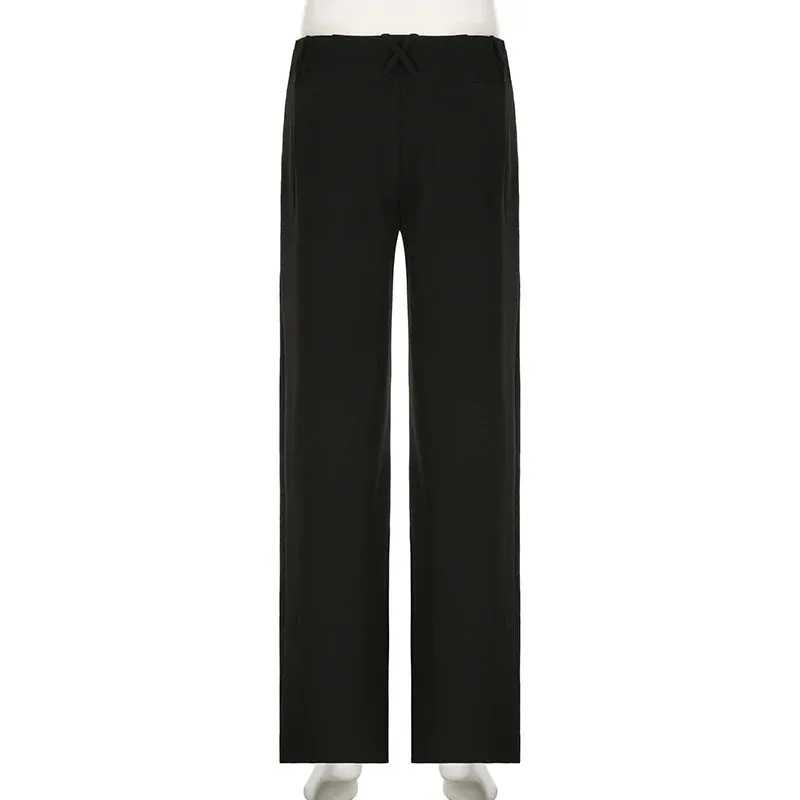 Casual Black Low Rise Women Pants Basic Straight Leg Streetwear Korean Fashion Office Suit Trousers Ladies Sweatpants