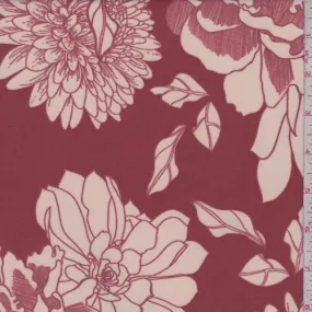 Copper/Ivory Sketch Floral Scuba Knit Fabric