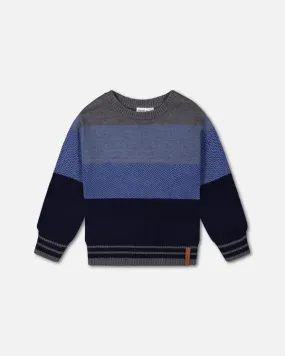 DPD Colorblock Sweater in Blue & Black