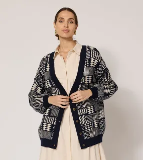Feliz Cardigan | Blue & Cream