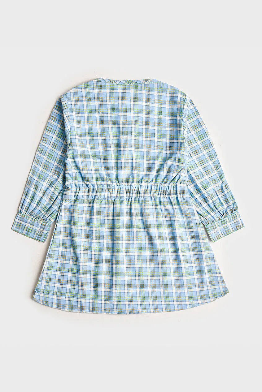 Girls Sky Checkered Top