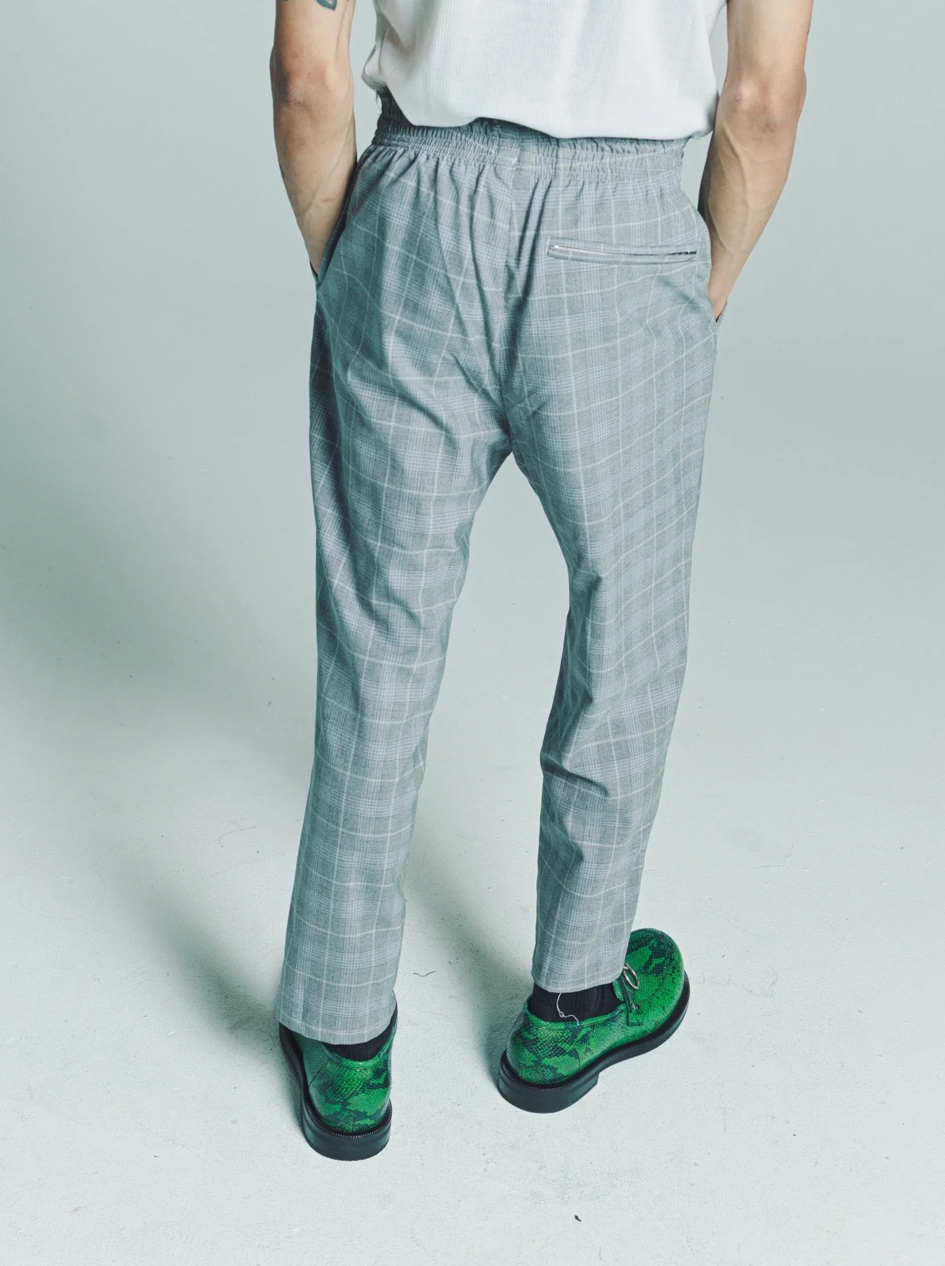 Grey Check Wool Grandma Pants