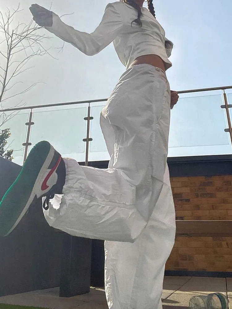 KittenAlarm - Mojoyce  Cuteandpsycho Streetwear Joggers Baggy Trousers Loose Wide Leg Women Punk Sweatpants Chic Solid Fashion Vintage Pants Casual Y2K