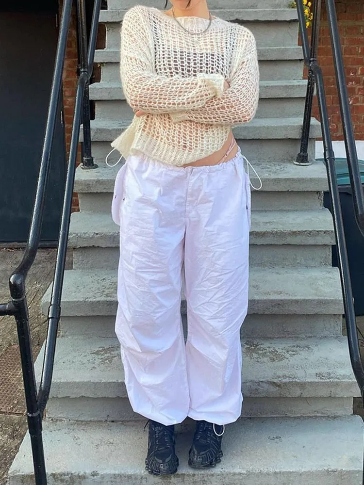 KittenAlarm - Mojoyce  Cuteandpsycho Streetwear Joggers Baggy Trousers Loose Wide Leg Women Punk Sweatpants Chic Solid Fashion Vintage Pants Casual Y2K