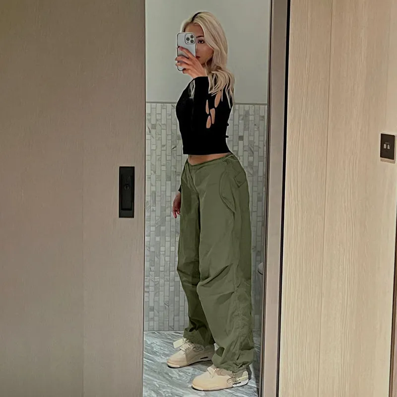 KittenAlarm - Mojoyce  Cuteandpsycho Streetwear Joggers Baggy Trousers Loose Wide Leg Women Punk Sweatpants Chic Solid Fashion Vintage Pants Casual Y2K