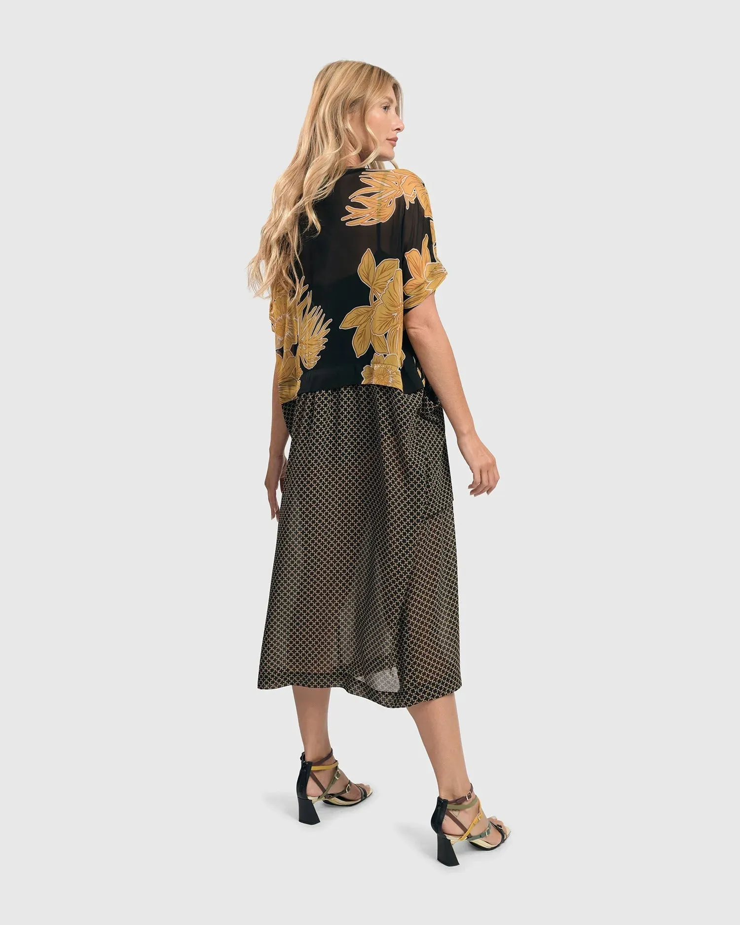 Lanai Chiffon Shift Dress, Gold