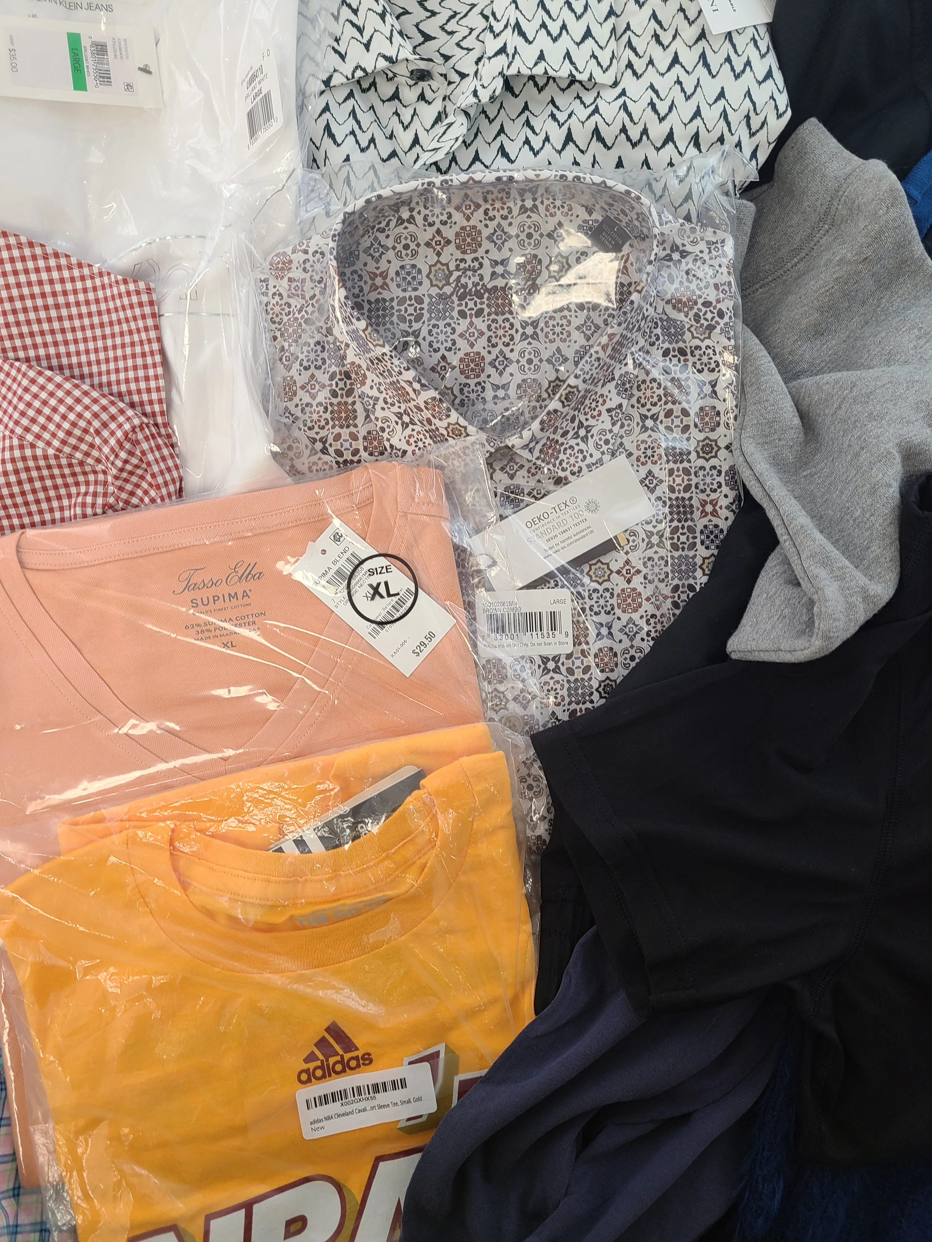 Men's Clothing Wholesale Lot Michael Kors, Polo Ralph Lauren, Calvin Klein, Adidas, American Apparel, Alfani, Club Room and more, 25 Units, Shelf Pulls, MSRP $1,605.49