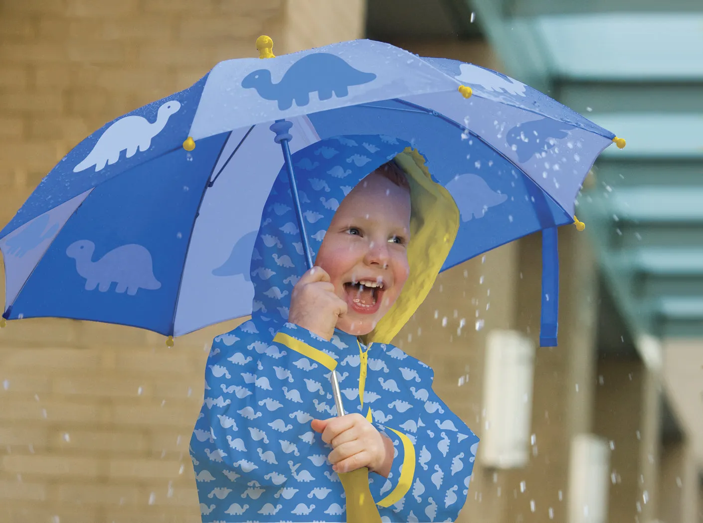 Mid Weight Raincoat-Blue Dino