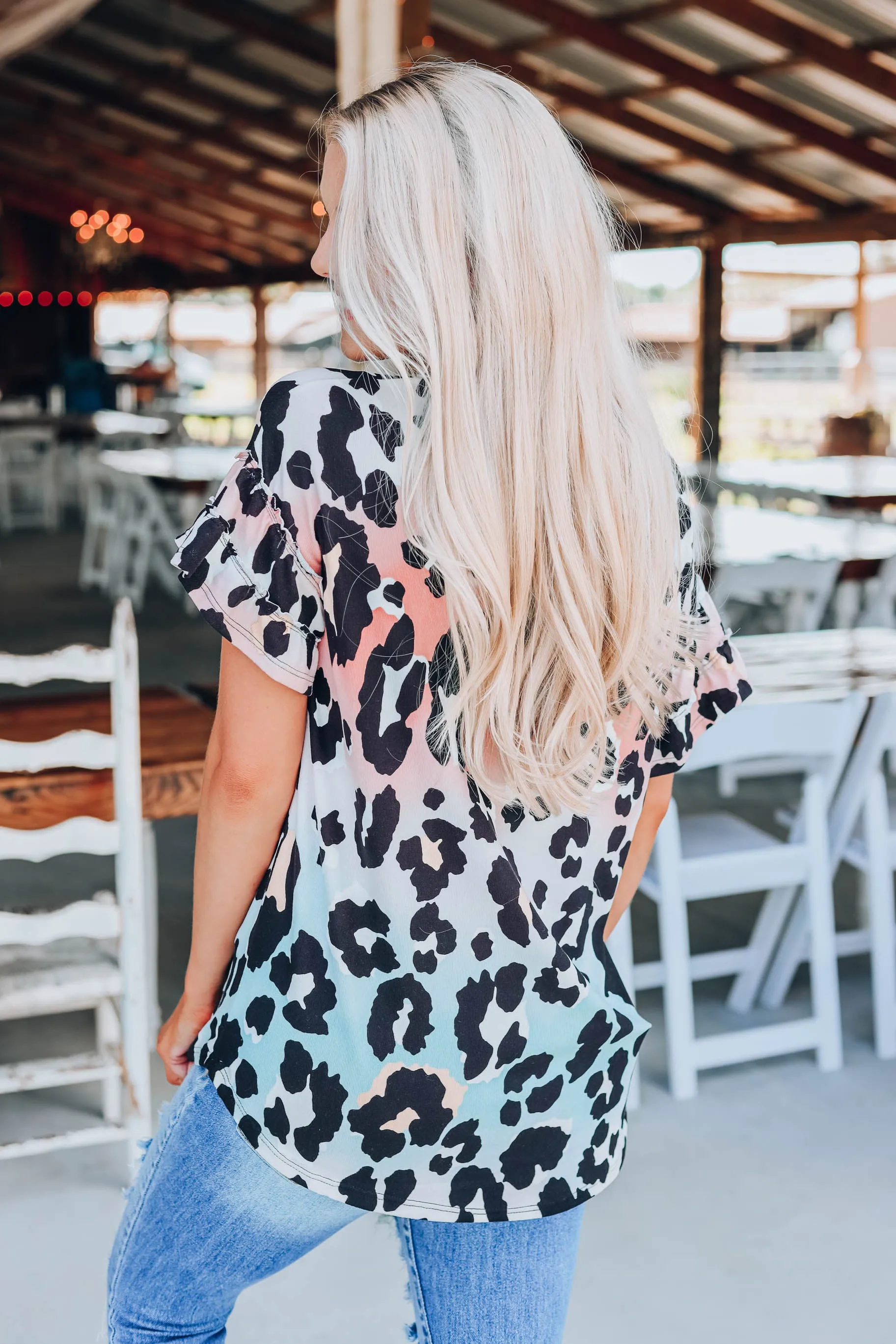 Ombre Cheetah Print Top - Pastel