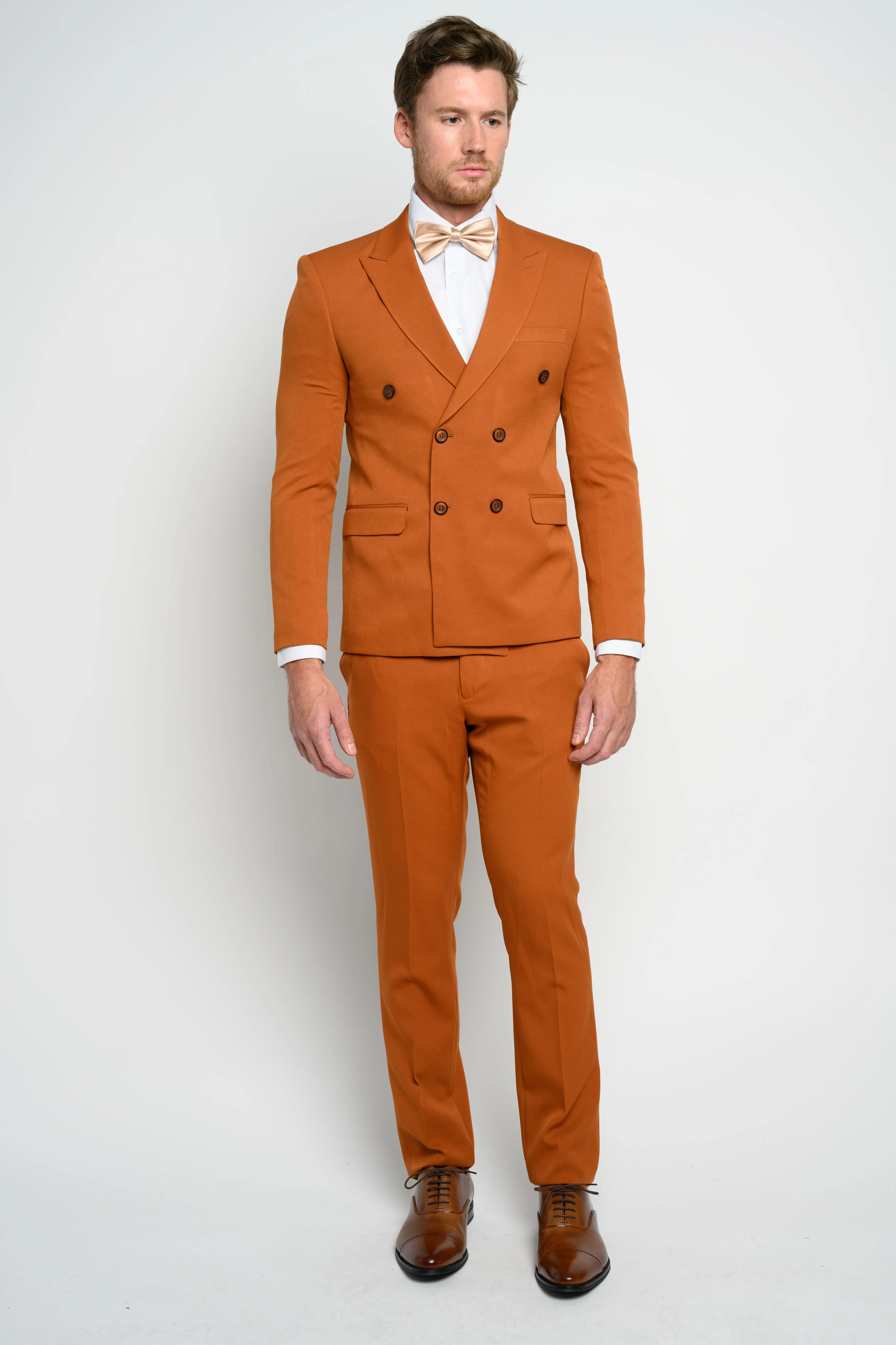 OMC Signature Men's Copper Double Breasted Slim Fit Suit (2-Pieces)