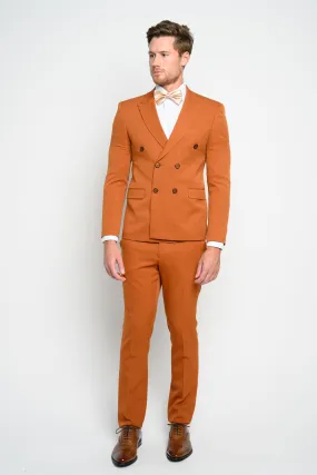 OMC Signature Men's Copper Double Breasted Slim Fit Suit (2-Pieces)