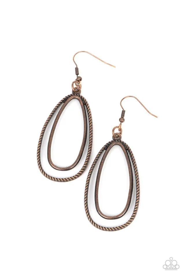 Paparazzi Earring ~ Lend Me Your Lasso - Copper