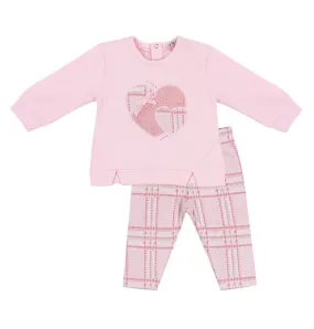 Pink Top w/Houndstooth Heart & Matching Houndstooth Legging