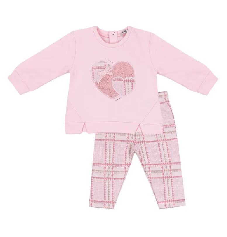 Pink Top w/Houndstooth Heart & Matching Houndstooth Legging