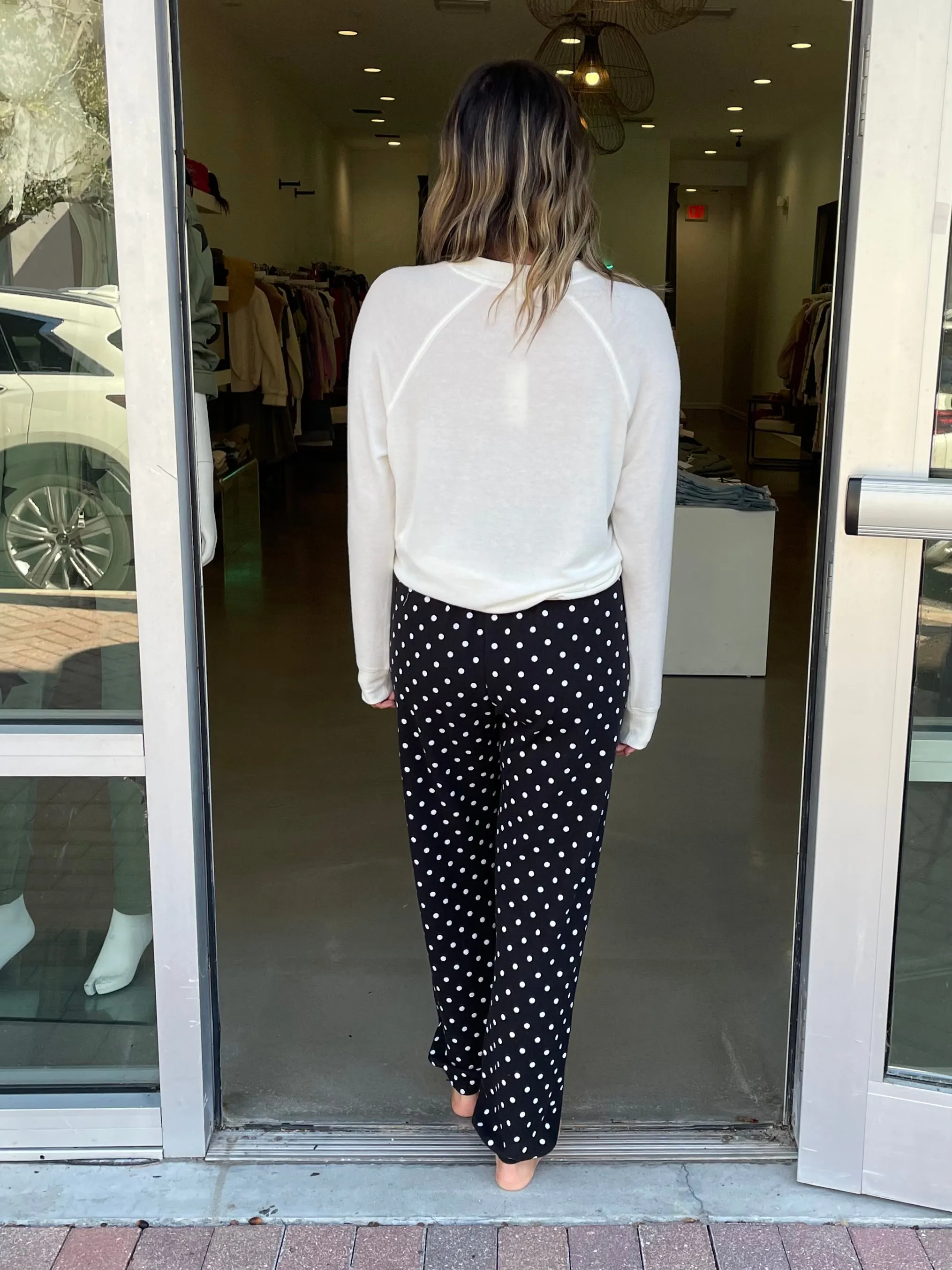 Polka Dot Brushed Knit Jogger