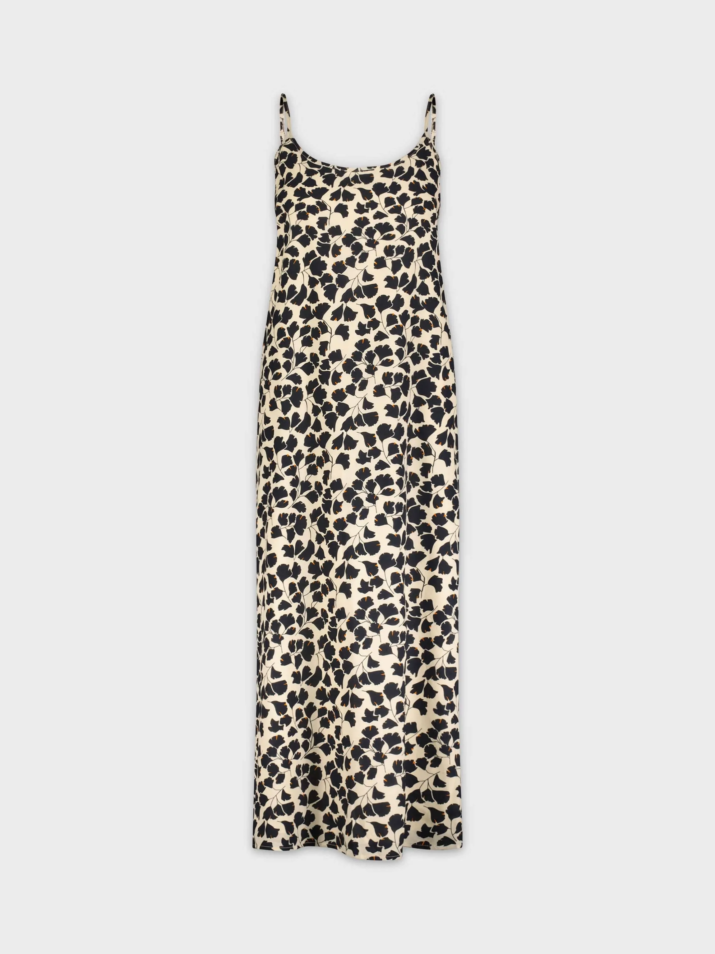 PRINTED CREW NECK SLIP DRESS-CREAM/BLACK FLORAL