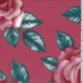 Red Copper Rose Bloom Scuba Knit Fabric