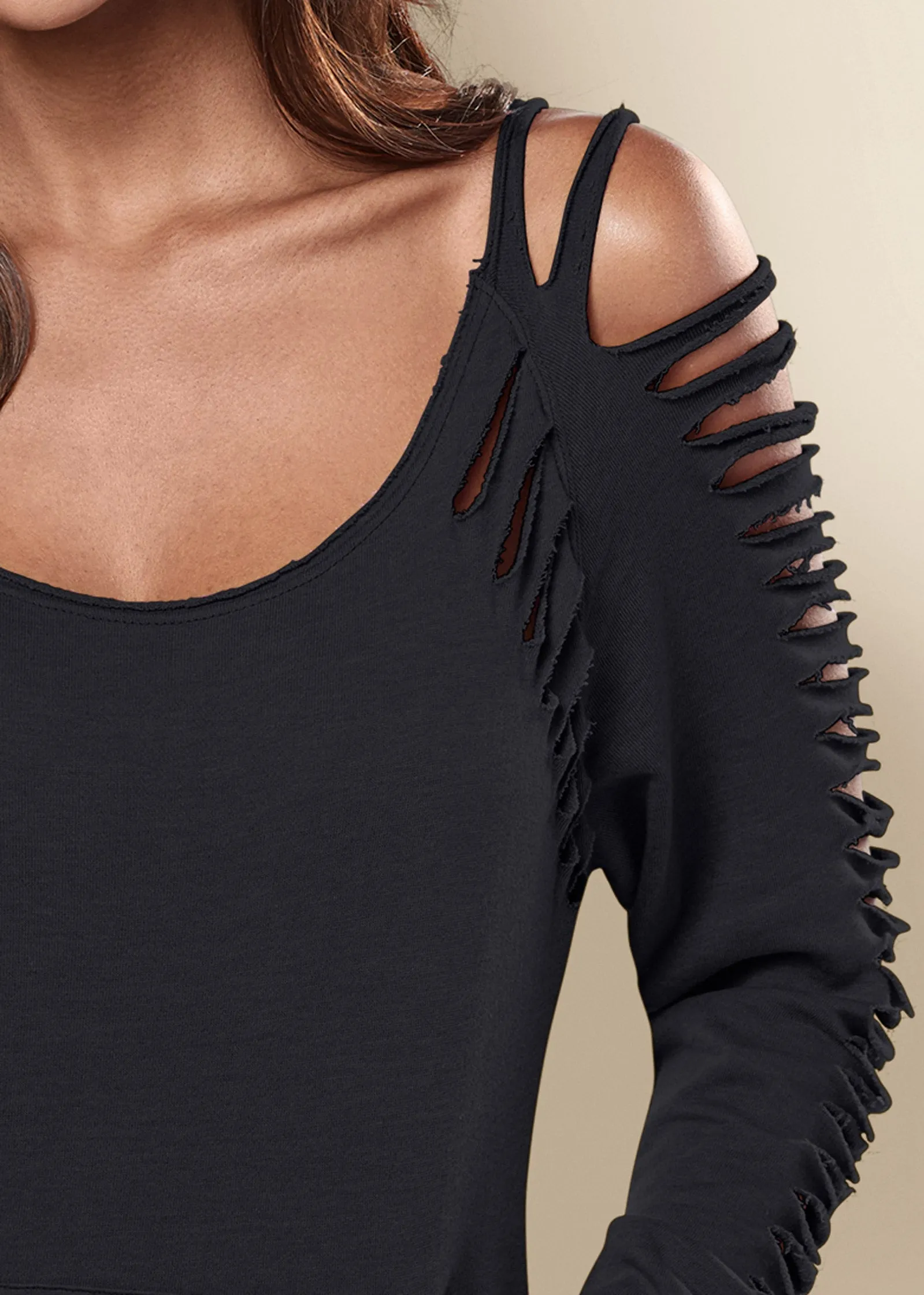 Slash Detail Sweatshirt - Black