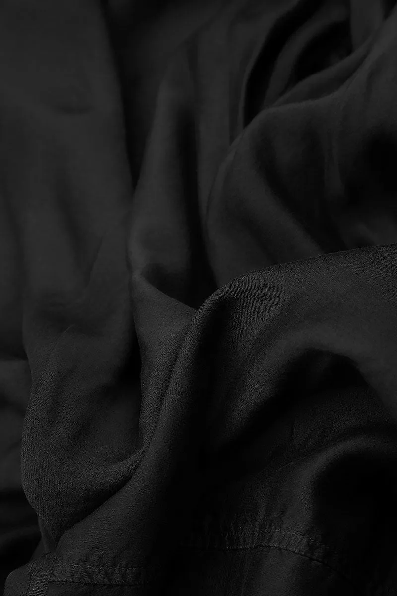 Straight Black Silk Bamboo Trousers