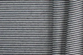 Striped Navy, Metallic Silver & White Cotton Blend Suiting (Made in Italy)