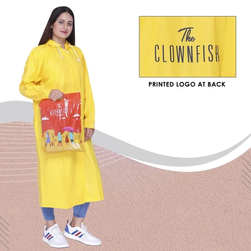 THE CLOWNFISH Aster Pro Series Womens Waterproof PVC Transparent Self Design Longcoat/Raincoat with Adjustable Hood (Lavender, XX-Large)