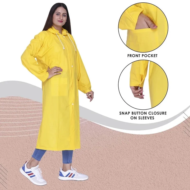 THE CLOWNFISH Aster Pro Series Womens Waterproof PVC Transparent Self Design Longcoat/Raincoat with Adjustable Hood (Lavender, XX-Large)