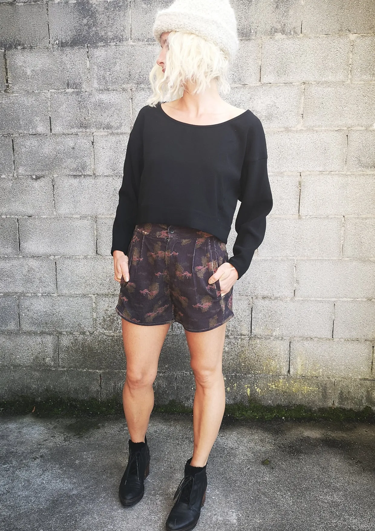 TOP LONG SLEEVES BLACK PLAIN ALL SEASON - VINTAGE CREPE black