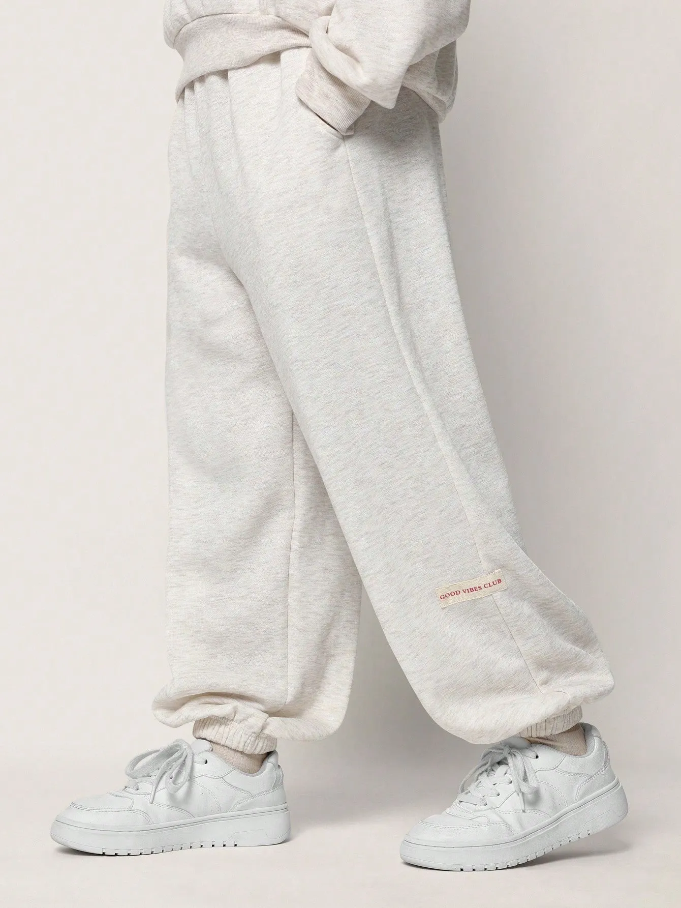 Tween Girls Comfy Marl Crewneck Essential Sweatshirt And 90'S Jogger 2 Piece Set