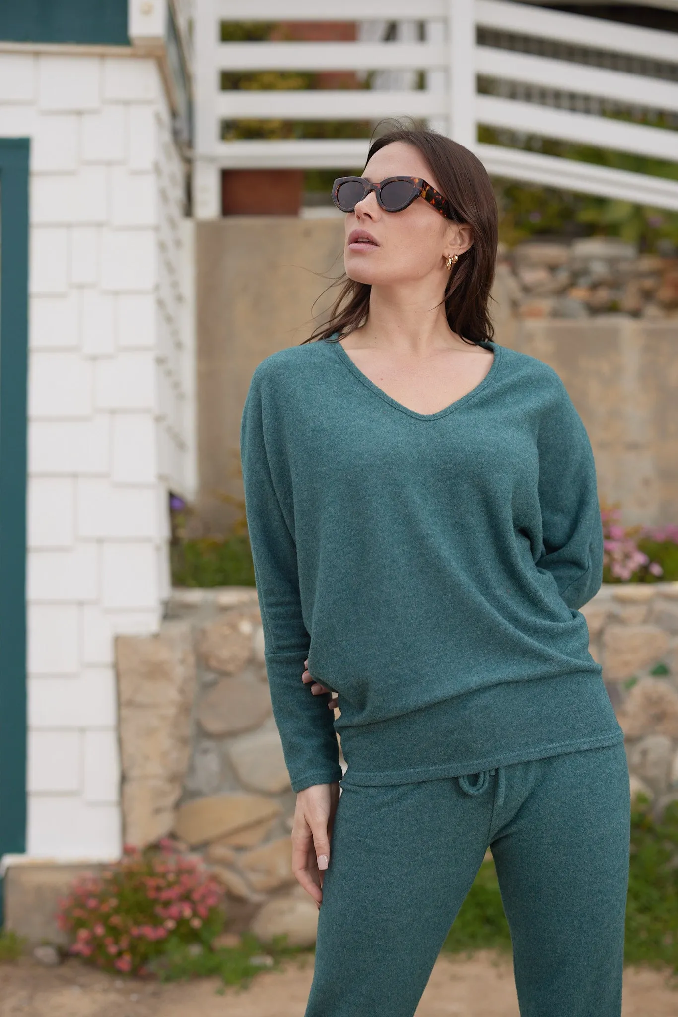 V Neck Sweater Forest