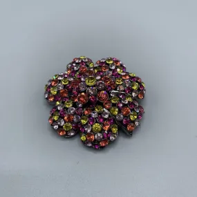 Vintage Joan Rivers Multi-colored Rhinestone Brooch /hg