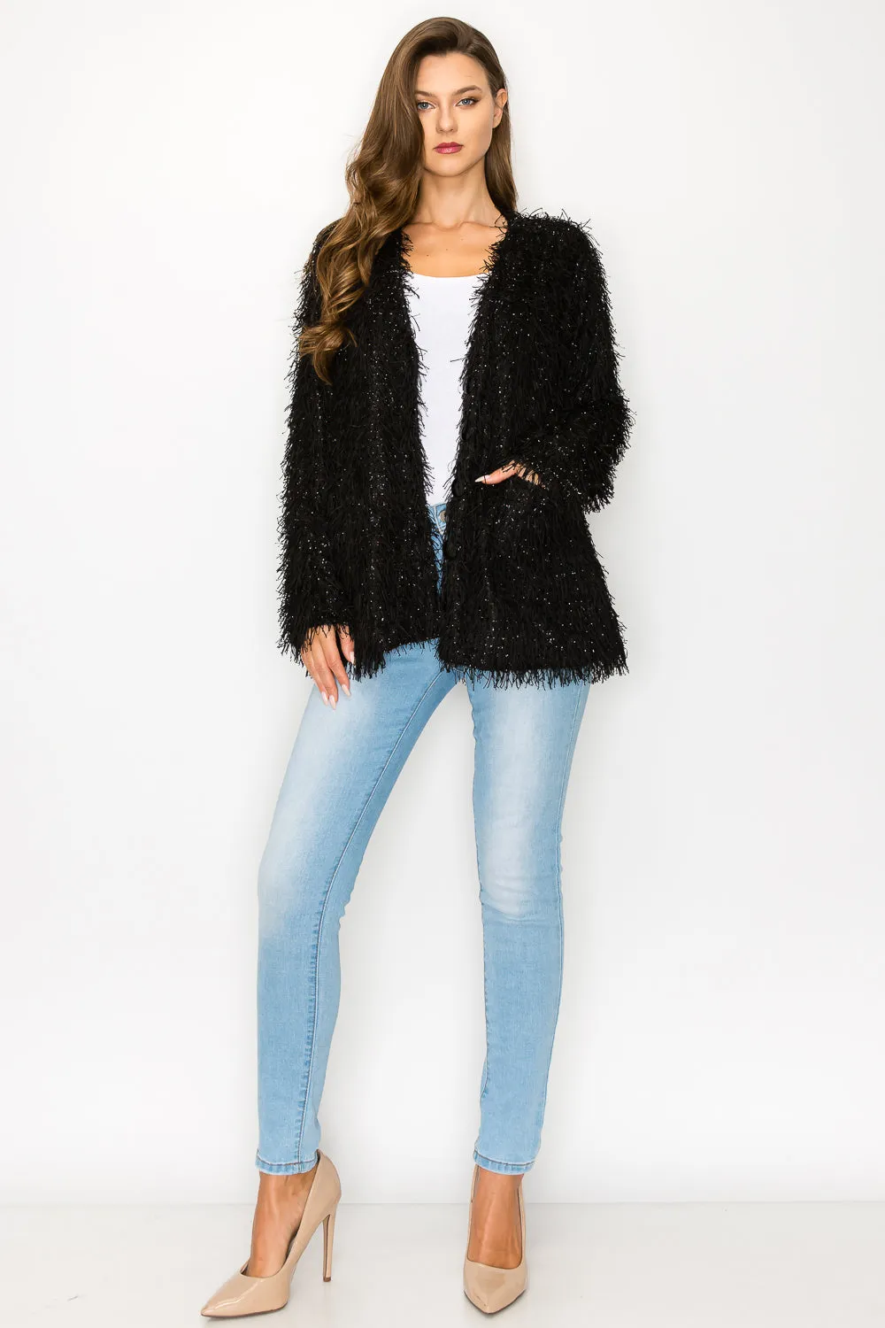 WEMMA SPARKLING FEATHERED EYELASH JACKET