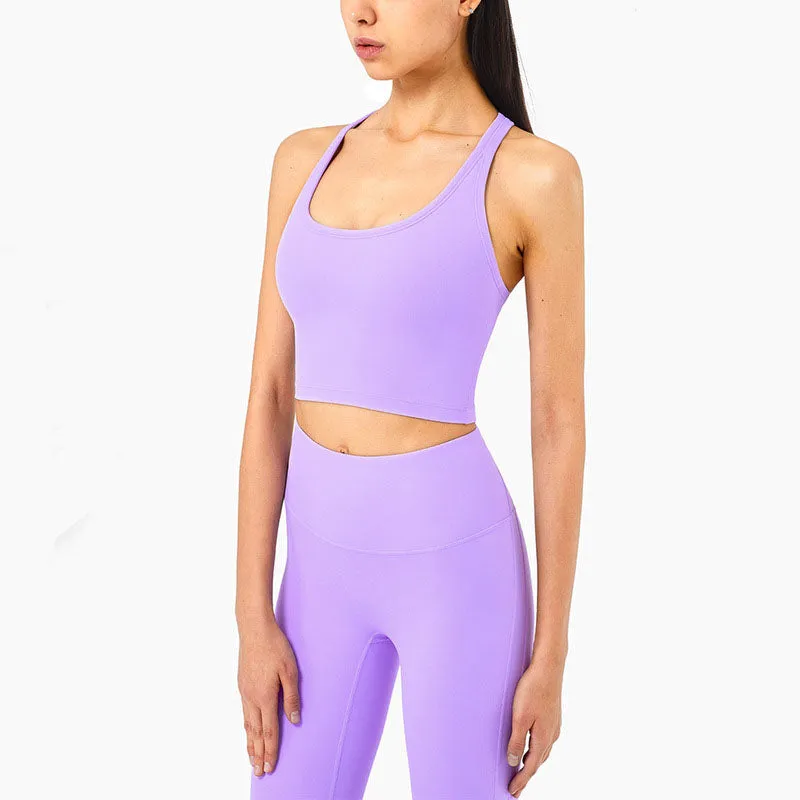 Women Shockproof Sexy V Neck Backless Gym Sport Bra