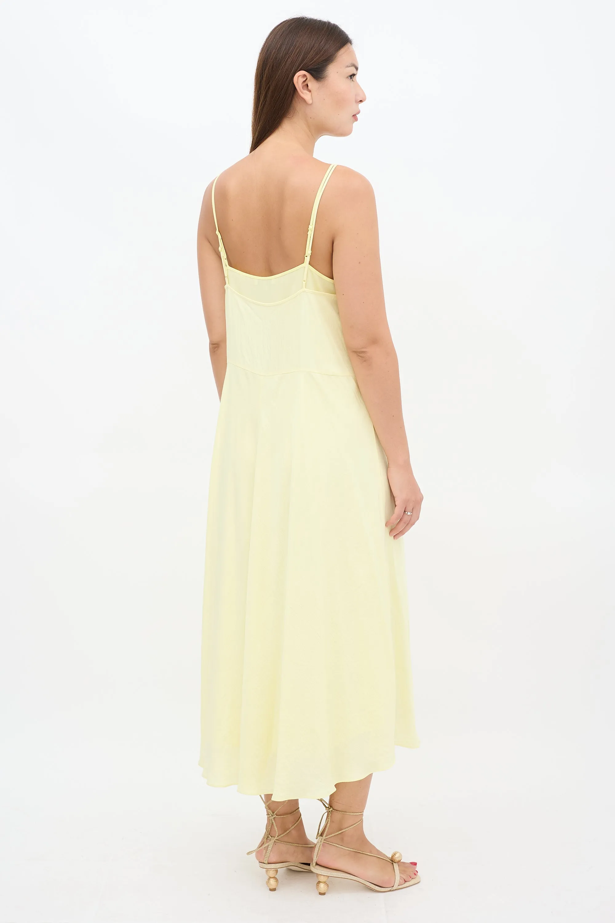 Yellow Layered V-Neck Midi Dress